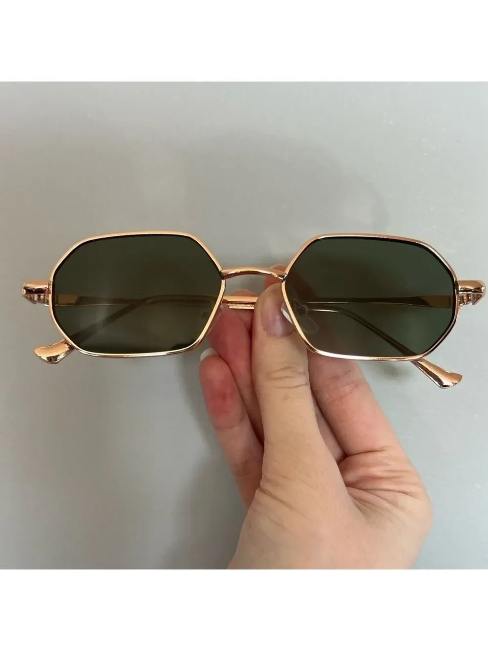 Hexagon Metal Rim Rose Gold Retro Vintage Sunglasses